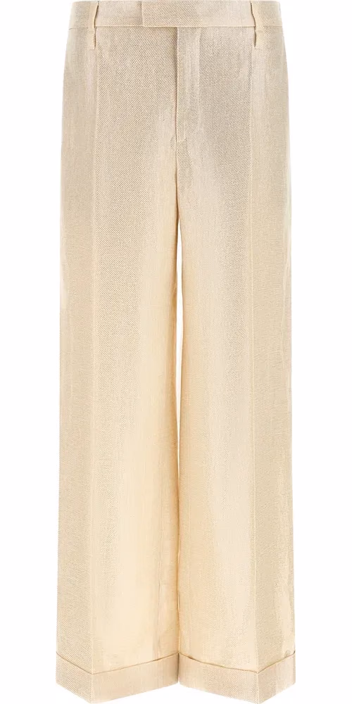 Brunello Cucinelli Gold Linen Casual Pants