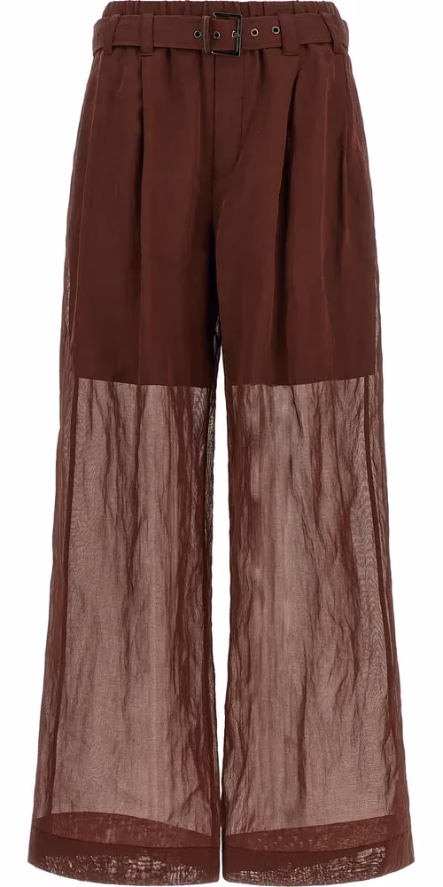 Brunello Cucinelli Bordeaux Cotton Flared Pants