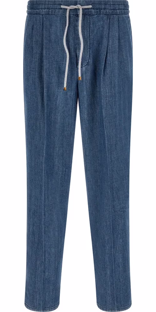 Brunello Cucinelli Blue Cotton Relaxed Fit Jeans