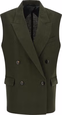 Bicolor Linen Sleeveless Jacket