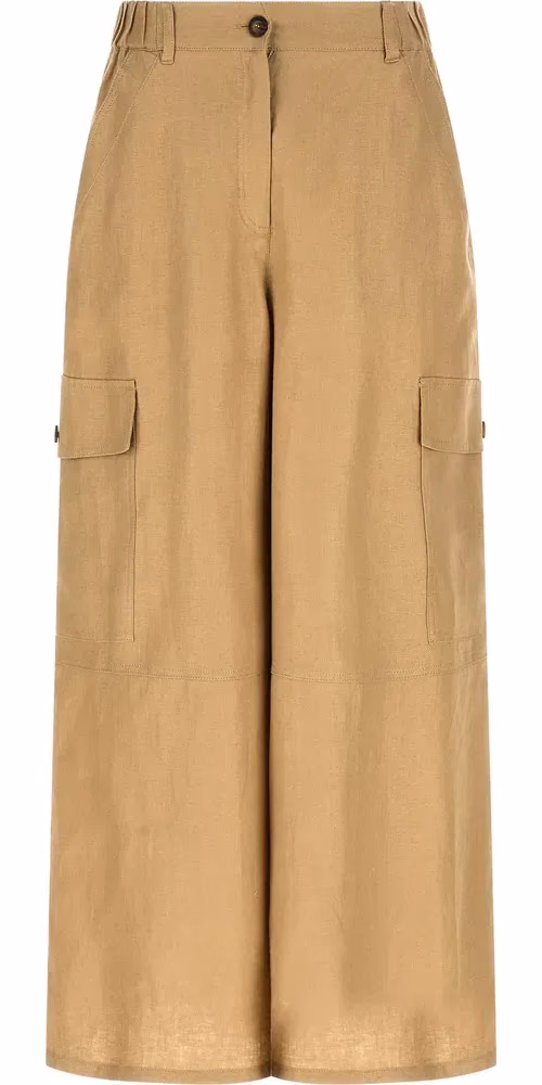 Max Mara Beige Linen Cargo Pants