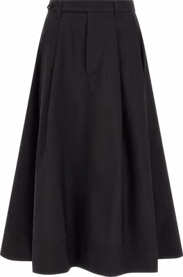 Black Cotton Midi Skirt