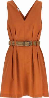 Orange Cotton Short Dress