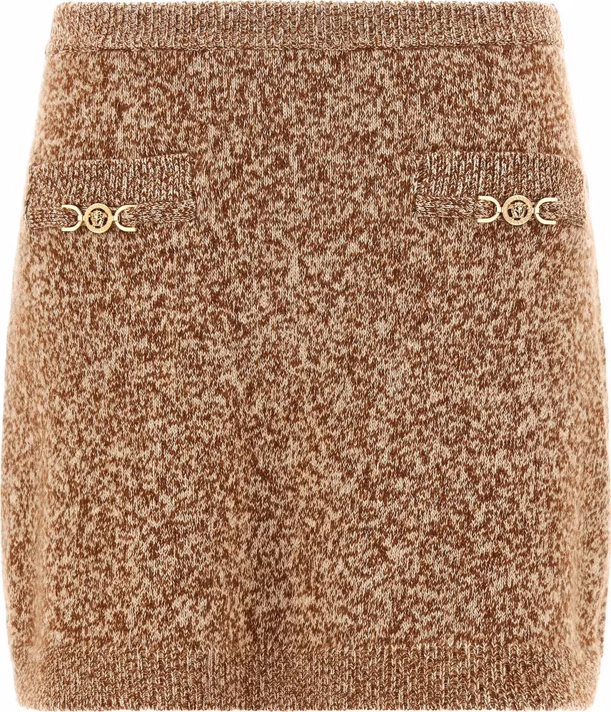 Versace Multicolor Virgin Wool Long Skirt