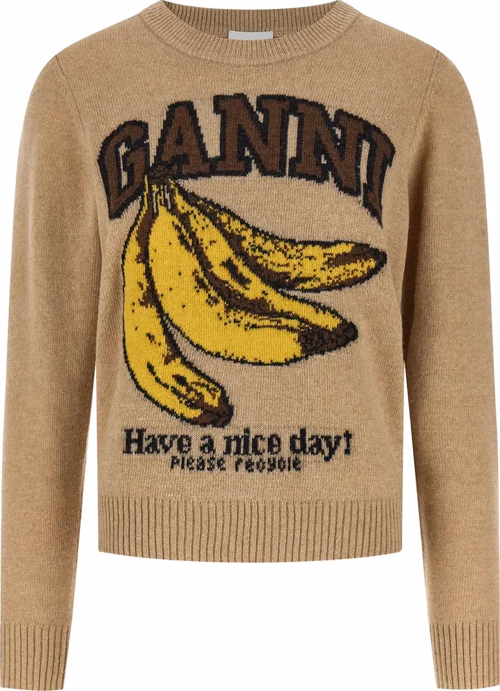 Ganni Beige Wool Cardigan