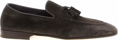 Gray Calfskin Slip-On Loafers
