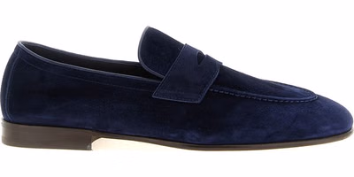 Blue Calfskin Slip-On Loafers