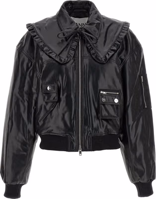 Black Leather Bomber