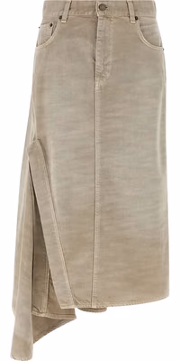 Gray Cotton Midi Skirt