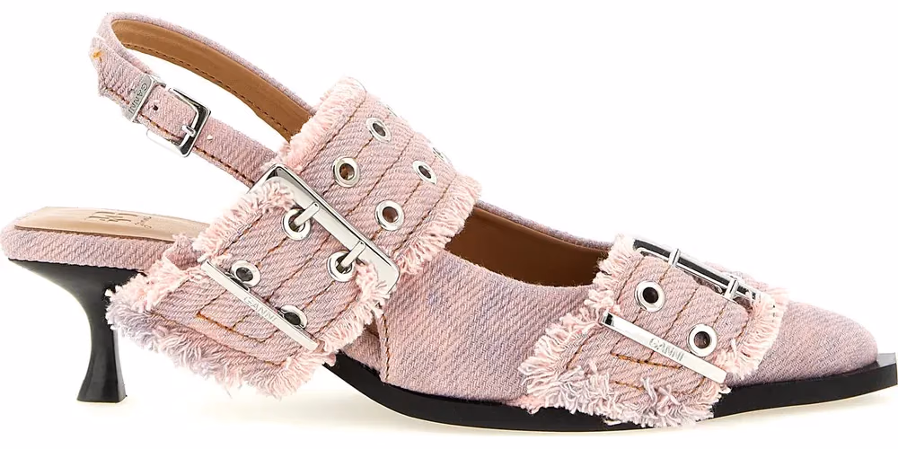 Ganni Multicolor Organic Cotton Mid Heel Pumps