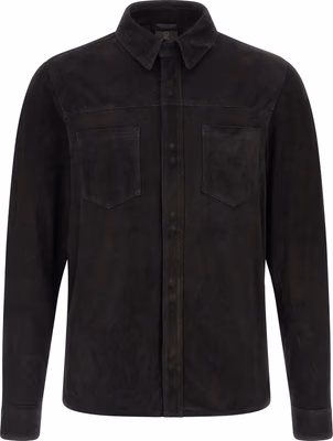 Black Suede Leather Blouse