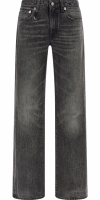 Gray Cotton Straight-Leg Jeans