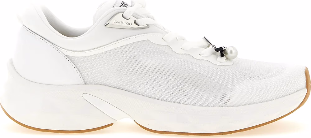 Jimmy Choo White Tencel Athletic Sneakers