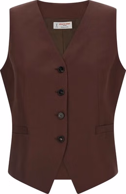 Brown Viscose Sleeveless Jacket