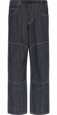 Blue Cotton Straight-Leg Jeans