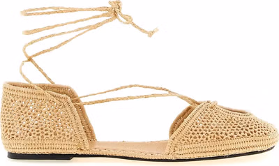 Beige Viscose Ballet Flats