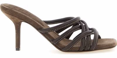 Brown Leather Stiletto Heel Sandals