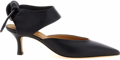 Black Lamb Leather Mid Heel Pumps