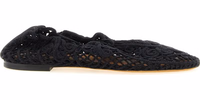 Black Polyester Ballet Flats