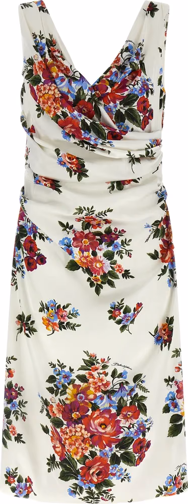 Dolce & Gabbana White Viscose Midi Dress