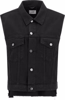 Black Cotton Sleeveless Jacket