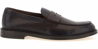 Brown Calfskin Slip-On Loafers