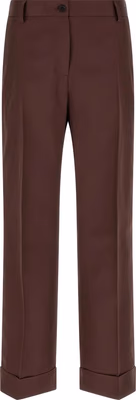 Brown Viscose Casual Pants