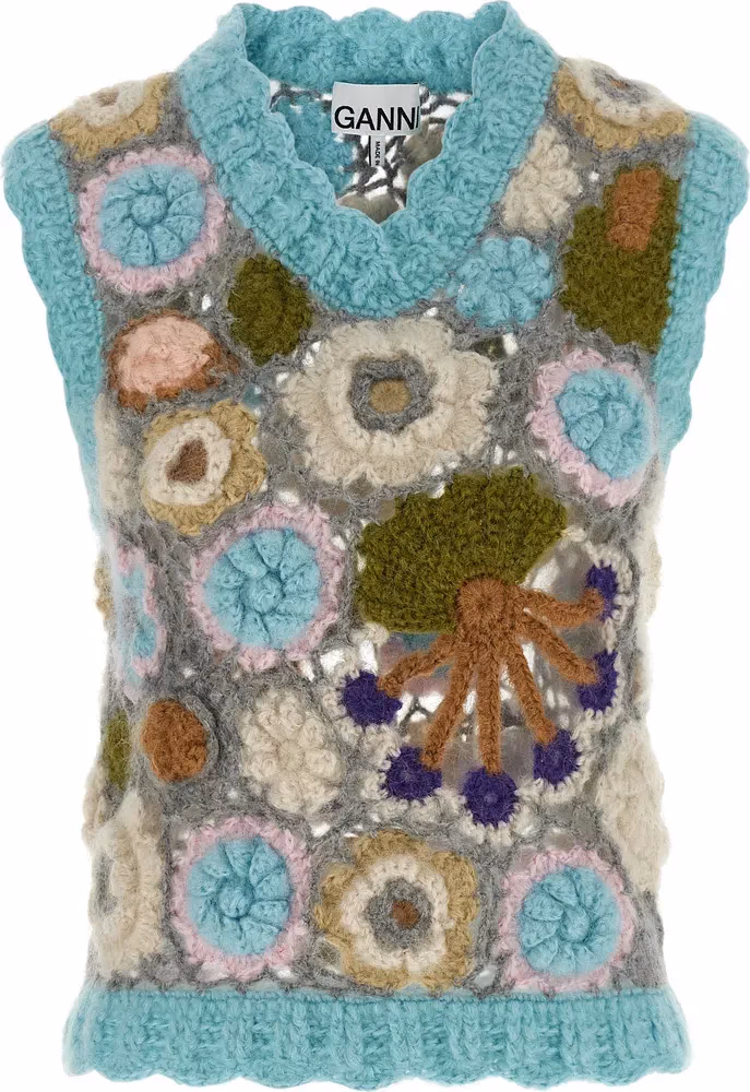 Ganni Multicolor Wool Sleeveless Jacket