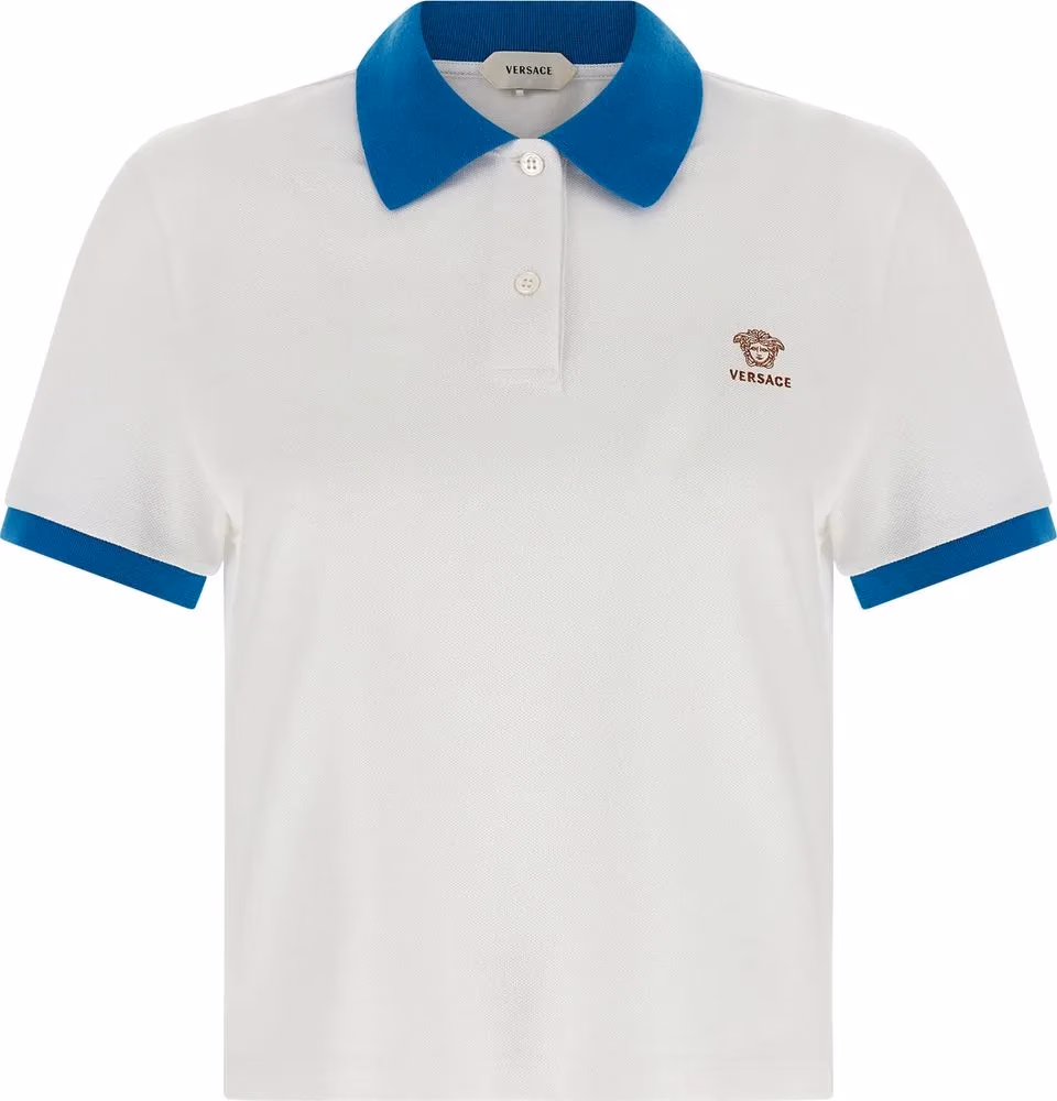 Versace Blue Cotton Polo Shirt