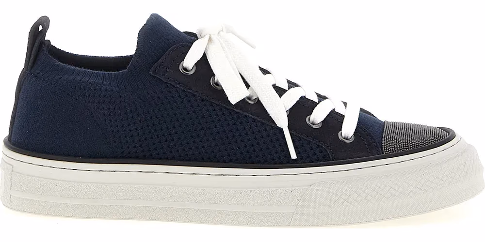 Brunello Cucinelli Blue Cotton Low Top Sneakers