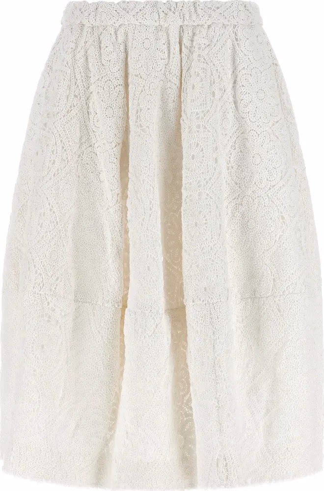 Comme Des Garçons White Cotton Midi Skirt