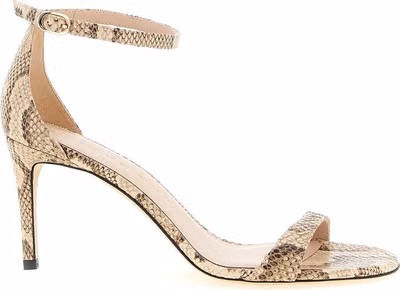 Beige Goatskin Stiletto Heel Sandals