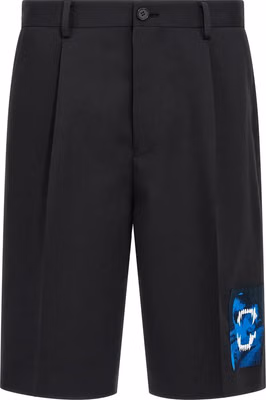 Black Polyester Bermuda Shorts