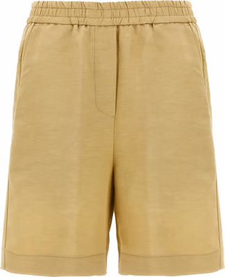 Beige Viscose Bermuda Shorts