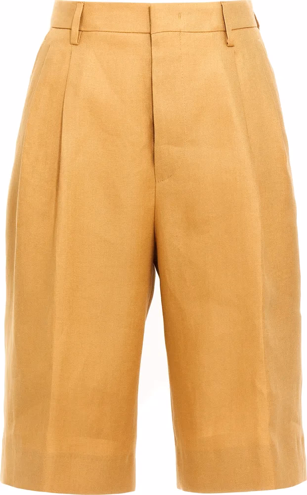 Tagliatore Orange Linen Bermuda Shorts