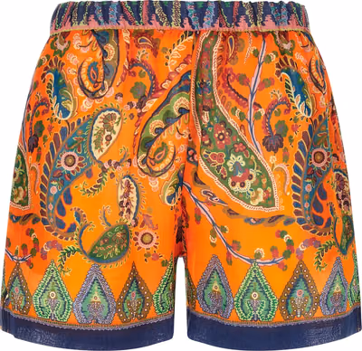 Orange Ramie Bermuda Shorts