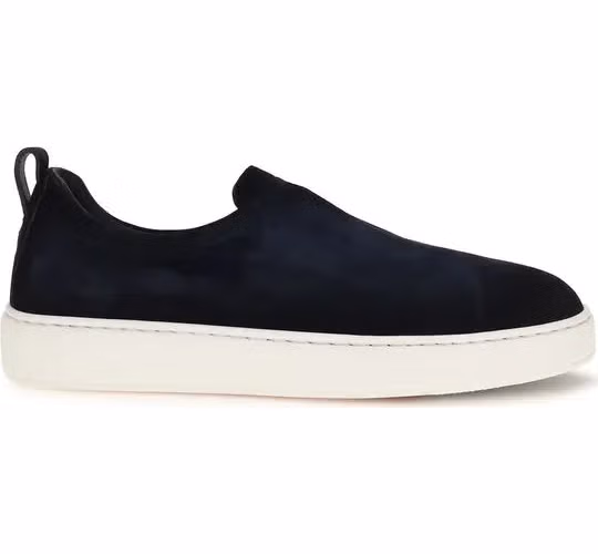 Santoni Blue Calf Leather Bos Taurus Sneakers