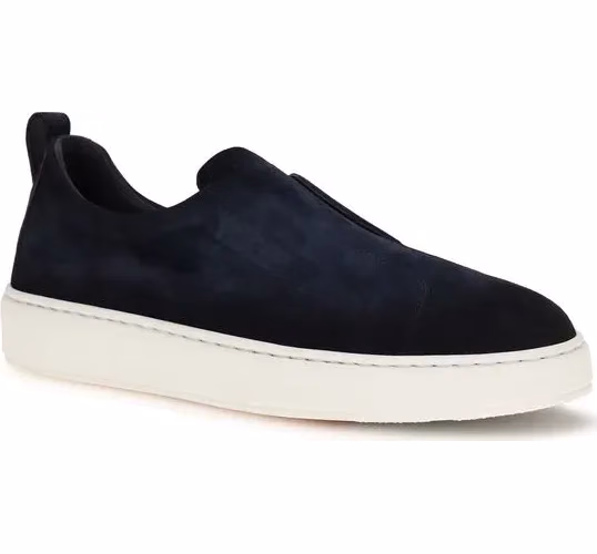 Santoni Blue Calf Leather Bos Taurus Sneakers