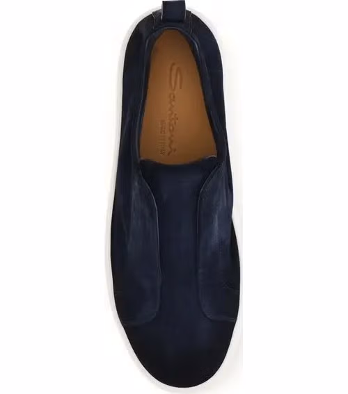 Santoni Blue Calf Leather Bos Taurus Sneakers