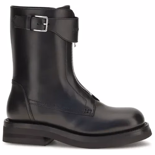 Alexander McQueen Black Calf Leather Bos Taurus Lace-Up Boots