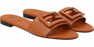 Brown Lamb Leather Slides