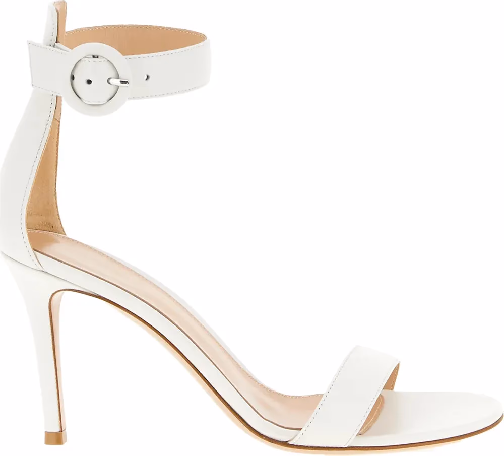 Gianvito Rossi White Napa Leather / Calf Bos Taurus Stiletto Heel Sandals