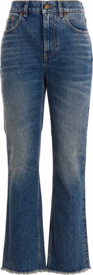 Blue Cotton Flared Jeans