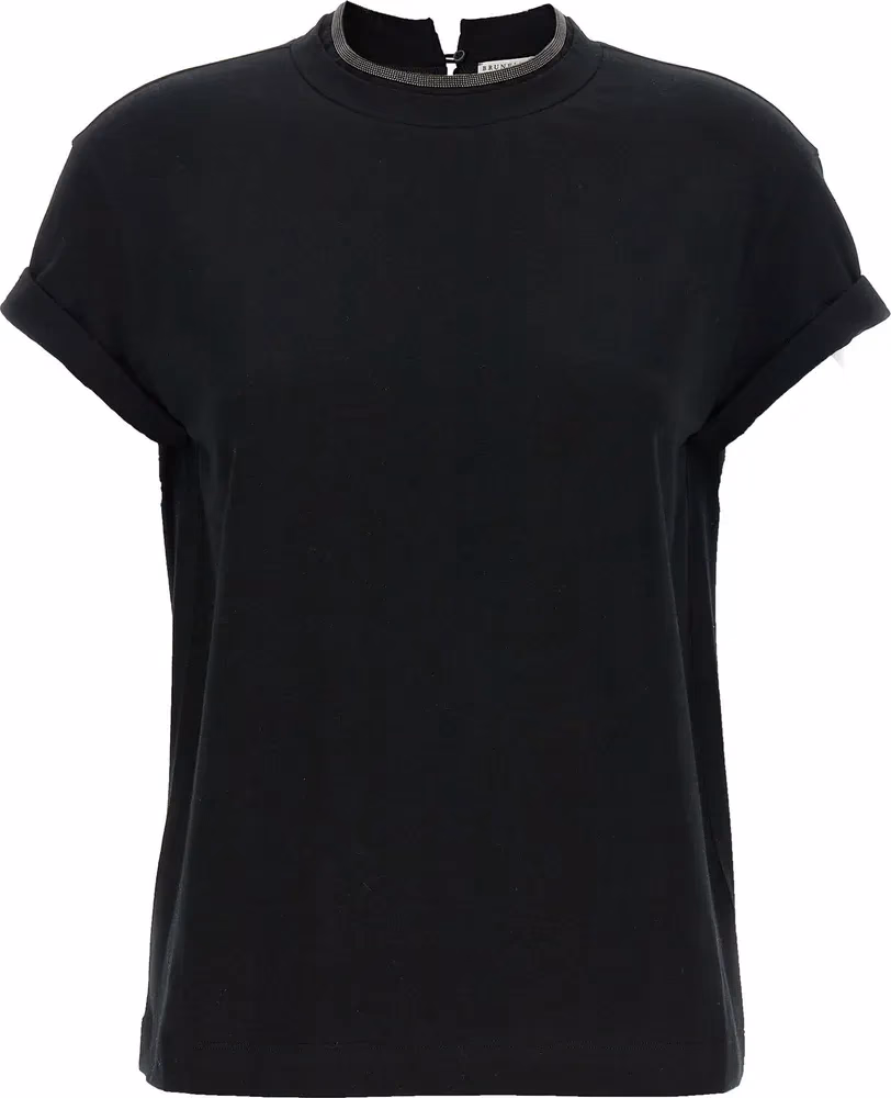 Brunello Cucinelli Black Cotton T-Shirt