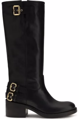 Black Calf Leather Bos Taurus Flat Boots