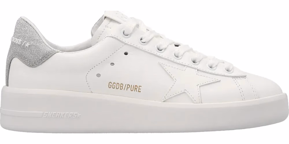 Golden Goose Silver Leather Low Top Sneakers