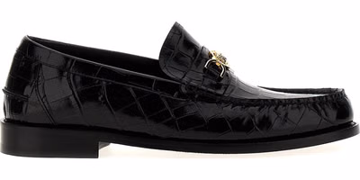 Black Velvet Leather Slip-On Loafers