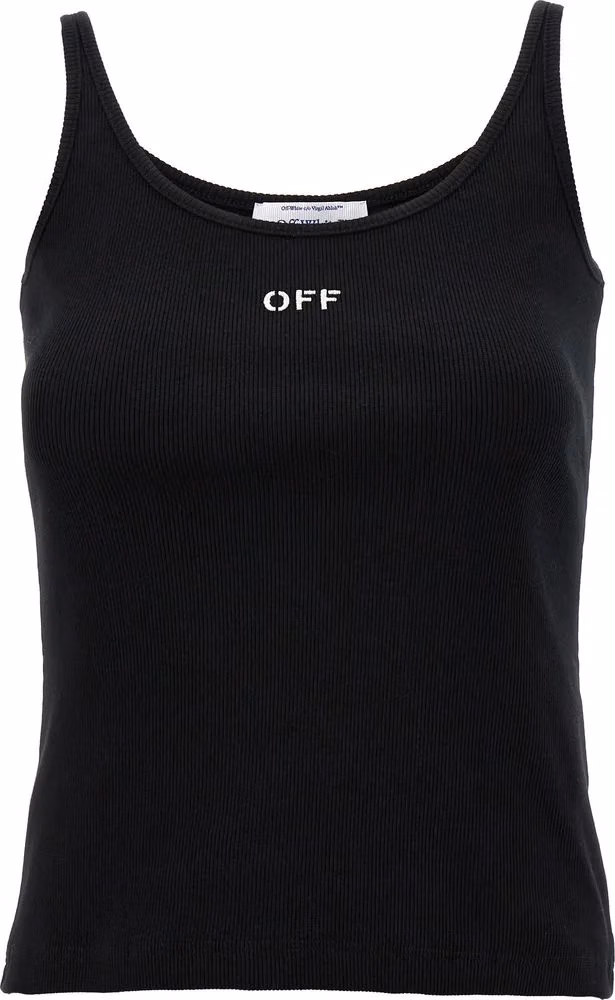 Off-White Black Cotton Sleeveles T-Shirt