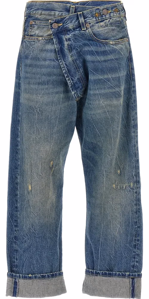 R13 Blue Cotton Relaxed Fit Jeans