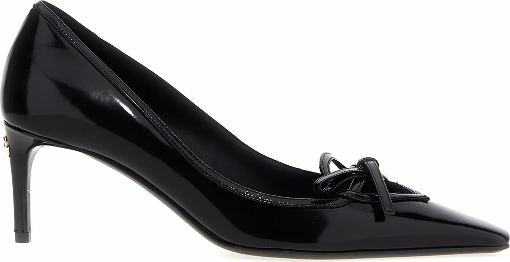 Dolce & Gabbana Black Calfskin Mid Heel Pumps